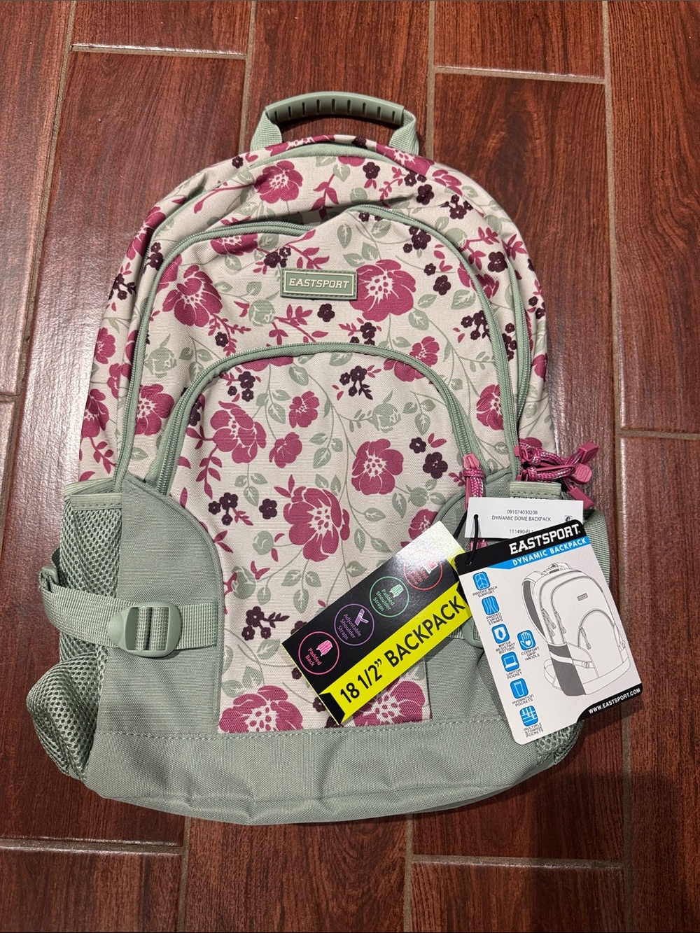 Eastsport Floral Cream & Pink Backpack